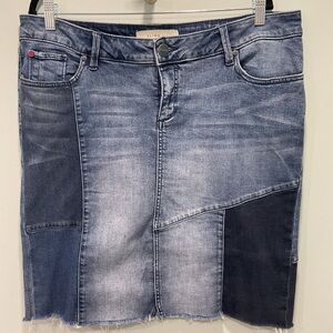 Slink Denim Patchwork Pencil Skirt - Blue